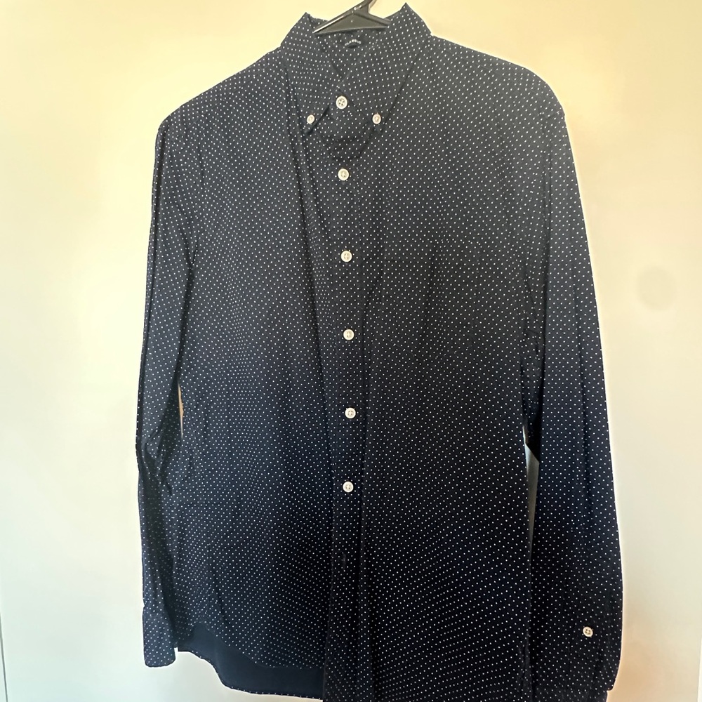 J. Crew Men’s Shirt Navy with Polka Dots Size Medium Classic Fit